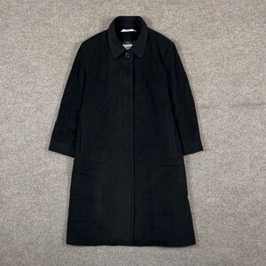 Marvin Richards Black Long Wool Cashmere Coat Women’s 14 Hidden Button Closure